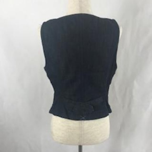 NWOT Ann Taylor Loft Dark Blue Denim V-neck Button Front Vest Size 6 - Picture 2 of 11